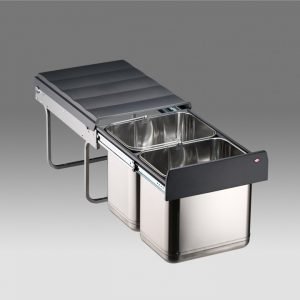 Wesco 32 litre  Double Pull Out Kitchen Cupboard Bin Stainless Steel (W32S/S)
