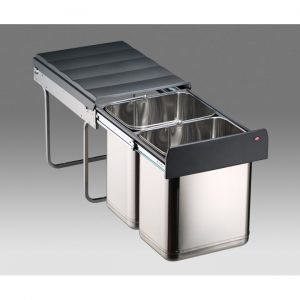 Wesco 40 litre  Double Pull Out Kitchen Cupboard Bin Stainless Steel (W40S/S)