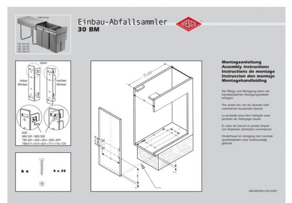 Wesco 30 litre  Double Pull Out Kitchen Cupboard Bin (W30D) - Image 3