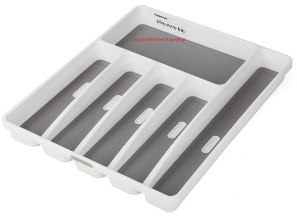 Drawer Organiser – 6 Compartment Cutlery Tray White (DL542)