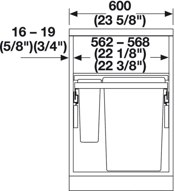Waste Bin, Double Pull Out Kitchen Cupboard Bin Hailo Euro Cargo ST60 - Image 3