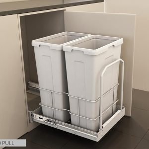 Kia Ora 70L (2x35L) Double Pull Out Kitchen Cupboard Bin Kitchen Bin in White with soft closing slides (W70B).