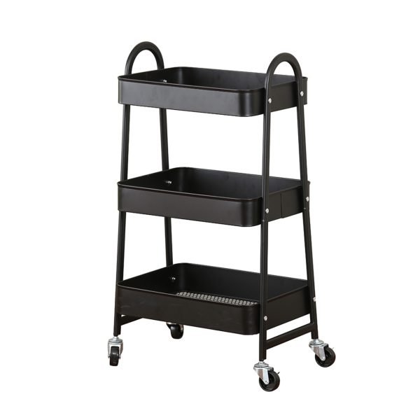 3 Tier Metal Tray Trolley BLACK (8993) - Image 2