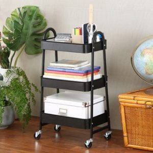 3 Tier Metal Tray Trolley BLACK (8993)