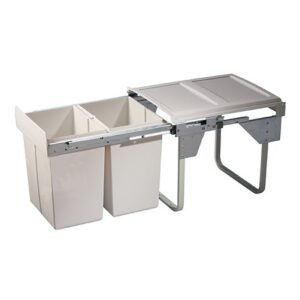 Double waste bin, Oska-H 30 ltr capacity, 2 x 15L WHITE