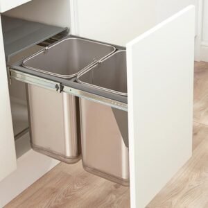 Wesco 40L Door Mount  Double Pull Out Kitchen Cupboard Bin (W40SSD) STAINLESS STEEL