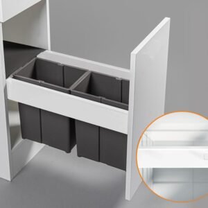 Blum TANDEMBOX antaro Standard Drawer M Height 83MM 65kg 500mm Silk White with BLUMOTION + Grey 20LT (2x8LT bins) WBPB3020Z. To suit 300mm cabinet. (WB0809A1PB)