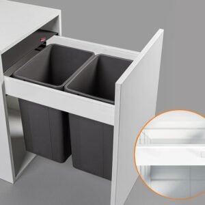 Blum TANDEMBOX antaro Standard Drawer M Height 83MM 65kg 500mm Silk White with BLUMOTION + Grey 64LT (2x32LT bins) WBPB4564Z. To suit 450mm cabinet. (WB0809A6PB)