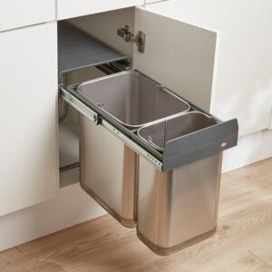 Wesco 30L (1 x 20L + 1 x 10L) Hand Pull Waste Bin in Stainless Steel. (W30SS)
