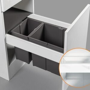 Blum TANDEMBOX antaro Standard Drawer M Height 83MM 65kg 500mm Silk White with BLUMOTION + Orion Grey 25LT (1x17LT + 1x8LT bins) WBPB4030Z. To suit 400mm cabinet. (WB0809A14PB)