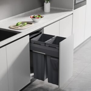 Kia Ora VITA 62L (2x31L) Kitchen Bin in Dark Grey. To suit 400mm cabinet K62400