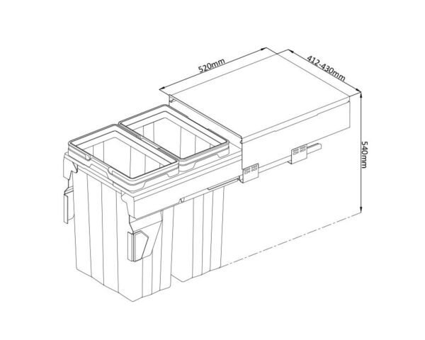 Kia Ora VITA 66L (2x33L) Kitchen Bin in Dark Grey. To suit 450mm cabinet K66450 - Image 4