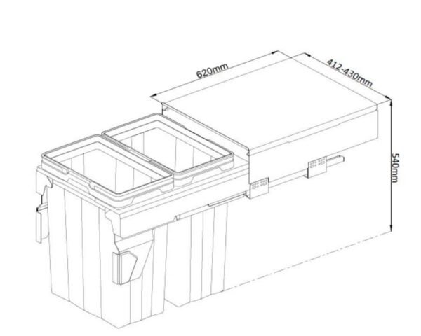 Kia Ora VITA 74L (2x37L) Kitchen Bin in Dark Grey. To suit 450mm cabinet K74450 - Image 4