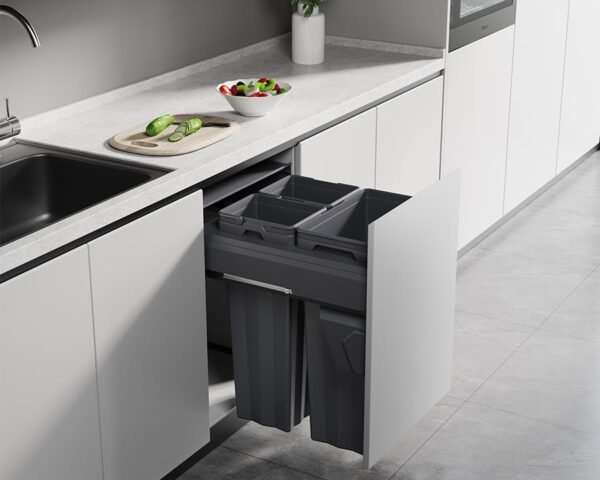 Kia Ora VITA 69L (2x16L+37L) Kitchen Bin in Dark Grey. To suit 500mm cabinet K69 - Image 3