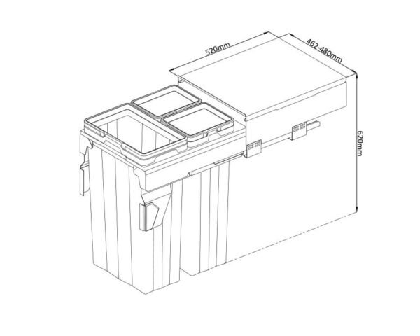 Kia Ora VITA 69L (2x16L+37L) Kitchen Bin in Dark Grey. To suit 500mm cabinet K69 - Image 4