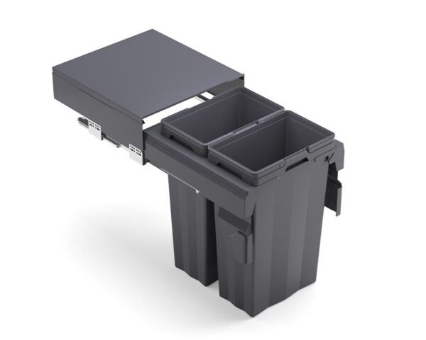 Kia Ora VITA 74L (2x37L) Kitchen Bin in Dark Grey. To suit 500mm cabinet K74