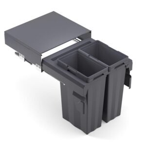 Kia Ora VITA 74L (2x37L) Kitchen Bin in Dark Grey. To suit 600mm cabinet K74SIDE