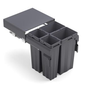 Kia Ora VITA 94L (2x16L+2x31L) Kitchen Bin in Dark Grey. To suit 600mm cabinet
