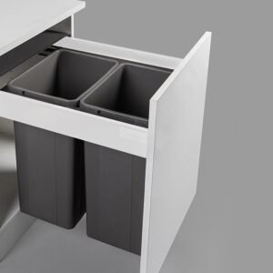 Wesco 64L (2x32L) Pull Boy Z Waste Bin in Orion Grey. Overall carcase width: 500mm. To suit Blum TANDEMBOX antaro (WBPB5064Z)